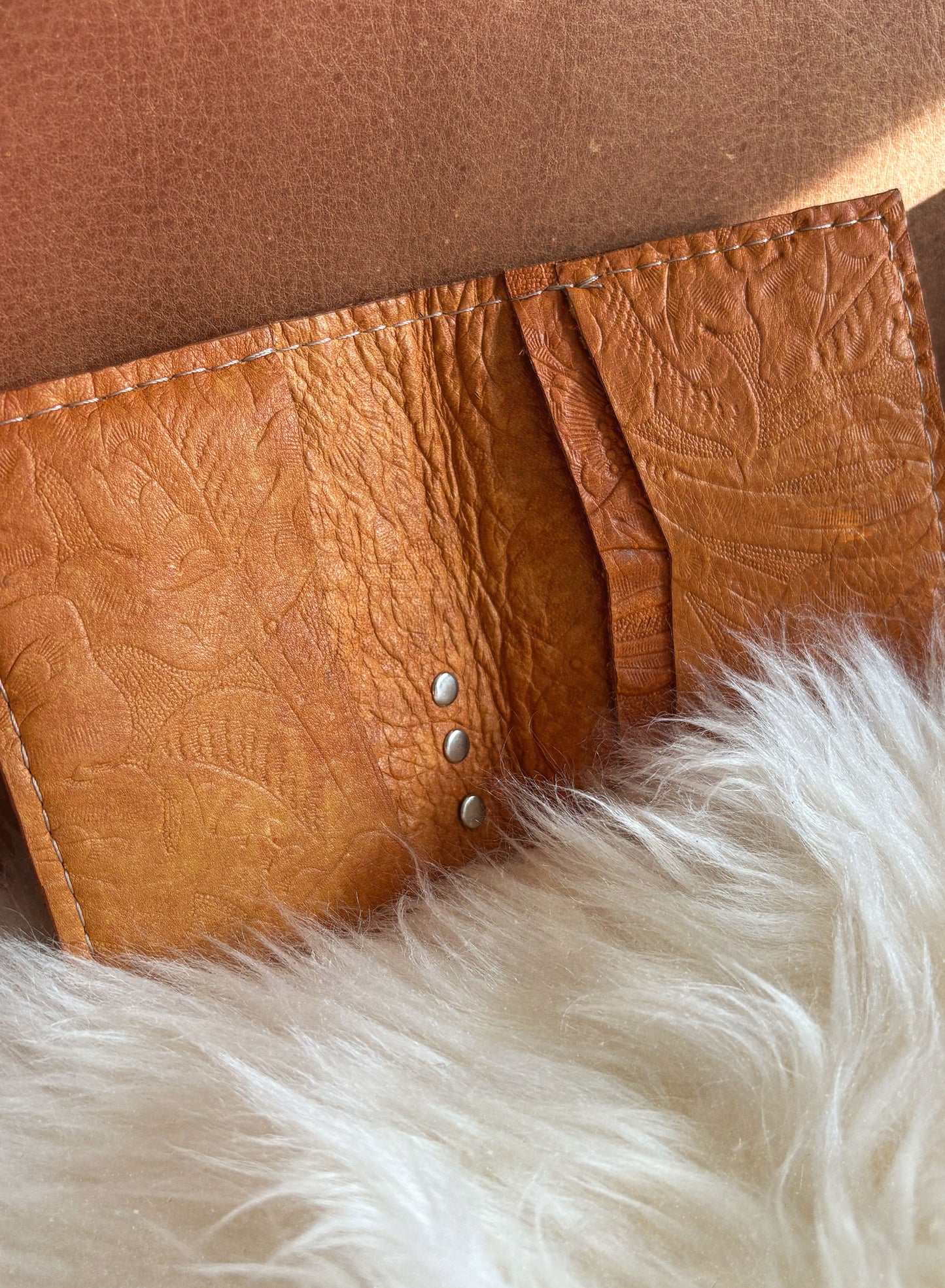 Turquoise Fold Wallet - Tan